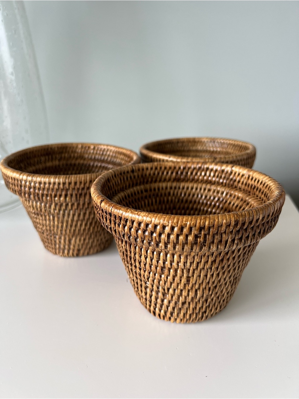 Vintage Ratan Basket Pot - Set of 3 - Picture 2 of 10